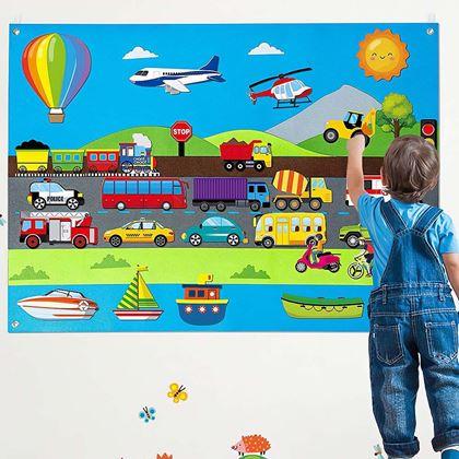 Imaginea din Placă didactică din pâslă pentru copii - mijloace de transport