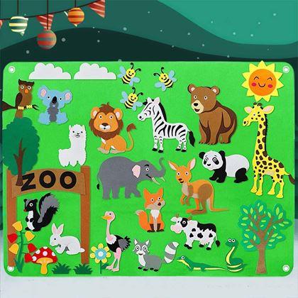 Imaginea din Placă didactică din pâslă pentru copii - grădină zoologică
