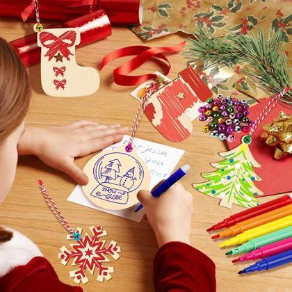 Imaginea din Ornamente de Crăciun din lemn de colorat - 32 de bucăți