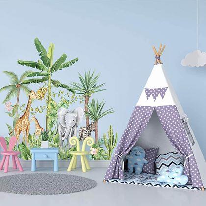 Imaginea din Stickere de perete pentru copii – animale din junglă