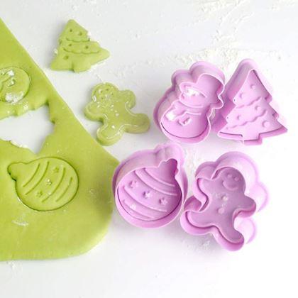 Imaginea din Decorațiuni de Crăciun cu timbru pentru biscuiți (set 4 bucăți)