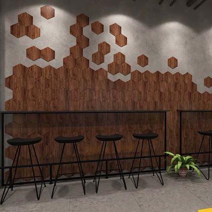 Imaginea din Tapetă hexagon 10 buc. - lemn închis la culoare