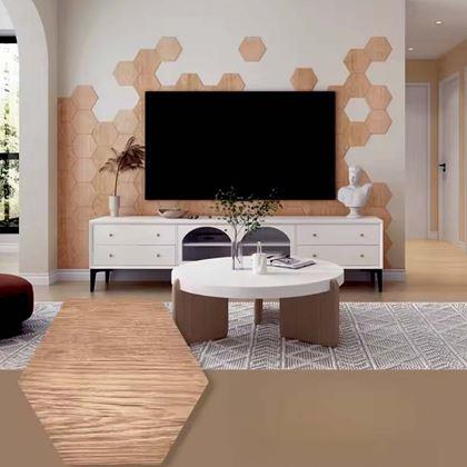 Imaginea din 10 panouri hexagonale autoadezive - lemn deschis la culoare