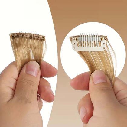 Imaginea din Extensie de păr cu clips, efect șuvițe - blond închis