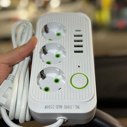 Imaginea din Prelungitor cu 3 prize și porturi USB