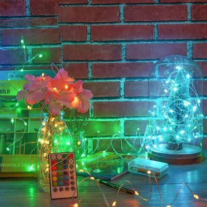 Imaginea din Ghirlandă luminoasă cu telecomandă, lumină colorată/caldă/rece, 5 m