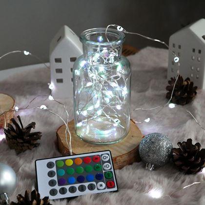 Imaginea din Ghirlandă luminoasă cu telecomandă, lumină colorată/caldă/rece, 5 m