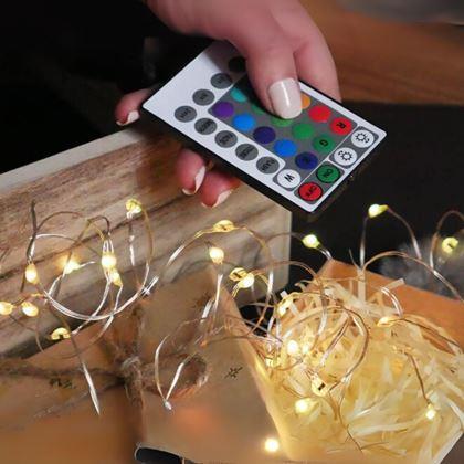 Imaginea din Ghirlandă luminoasă cu telecomandă, lumină colorată/caldă/rece, 5 m