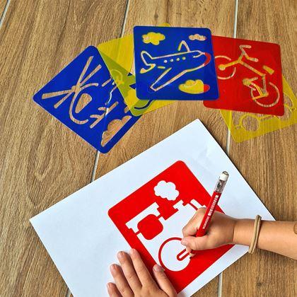 Imaginea din Șabloane pentru pictură 6 buc - mijloace de transport