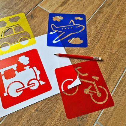 Imaginea din Șabloane pentru pictură 6 buc - mijloace de transport