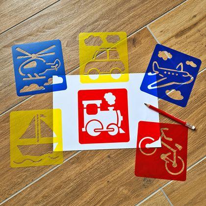 Imaginea din Șabloane pentru pictură 6 buc - mijloace de transport