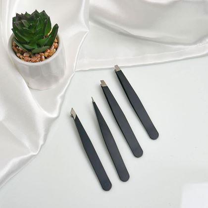Imaginea din Set de pensete 4 bucăți în etui - negru