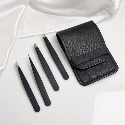 Imaginea din Set de pensete 4 bucăți în etui - negru