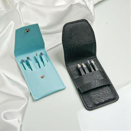 Imaginea din Set de pensete 4 bucăți în etui - negru