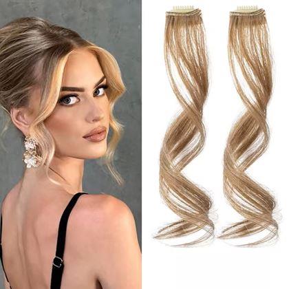 Imaginea din Extensie de păr cu clips, efect șuvițe - blond închis