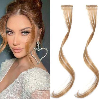 Imaginea din Extensie de păr cu clips, efect șuvițe - blond închis