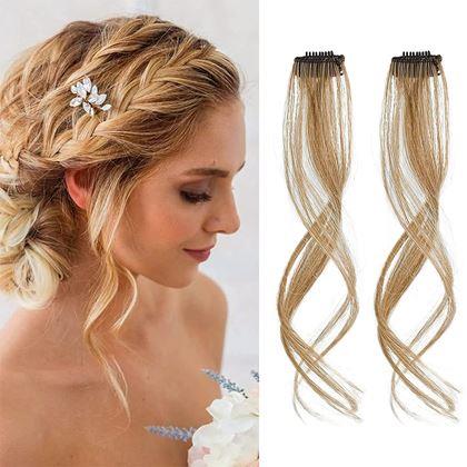 Imaginea din Extensie de păr cu clips, efect șuvițe - blond închis