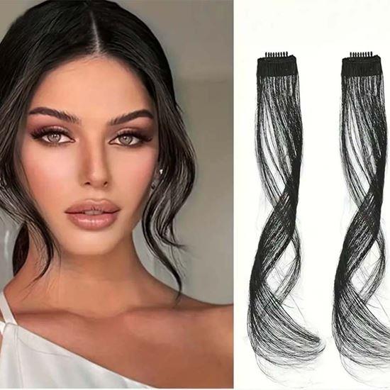 Imaginea din Extensie de păr cu clips, efect șuvițe - negru