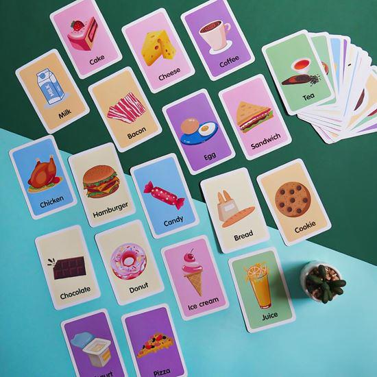 Imaginea din Set de 36 carduri educative în limba engleză -  alimente și băuturi