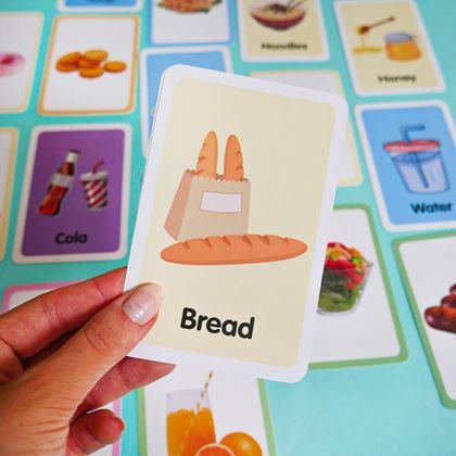 Imaginea din Set de 36 carduri educative în limba engleză -  alimente și băuturi