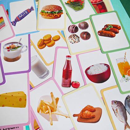 Imaginea din Set de 36 carduri educative în limba engleză -  alimente și băuturi