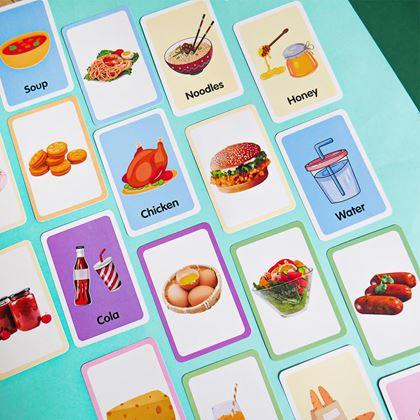 Imaginea din Set de 36 carduri educative în limba engleză -  alimente și băuturi