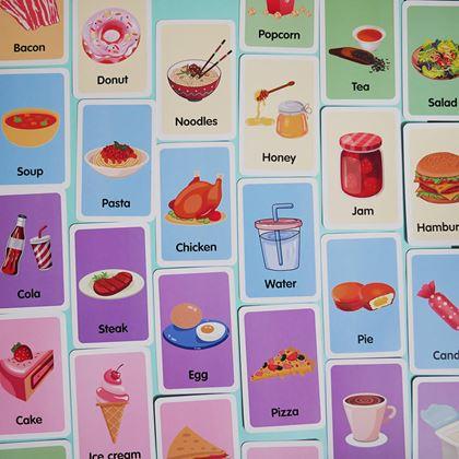 Imaginea din Set de 36 carduri educative în limba engleză -  alimente și băuturi