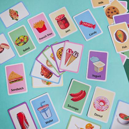 Imaginea din Set de 36 carduri educative în limba engleză -  alimente și băuturi