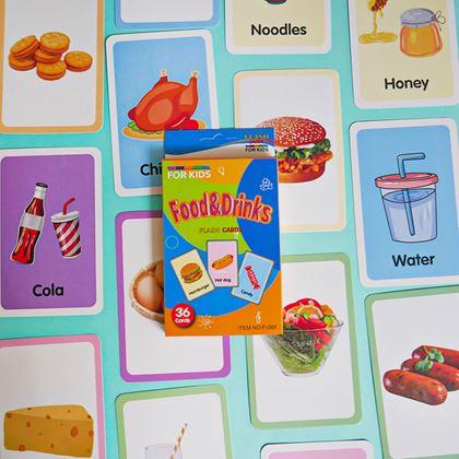 Imaginea din Set de 36 carduri educative în limba engleză -  alimente și băuturi