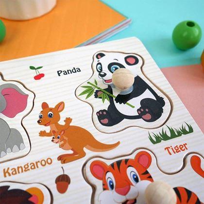 Imaginea din Jucărie din lemn cu forme de inserat pentru copii - animăluțe