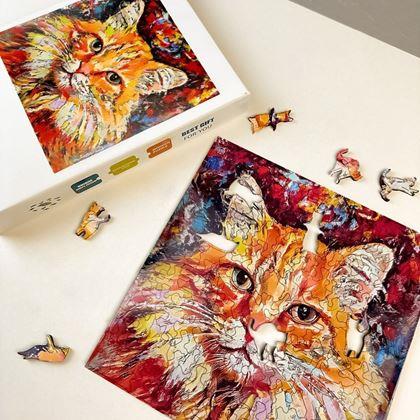 Imaginea din Puzzle din lemn cu pisici  - pisică roșcată
