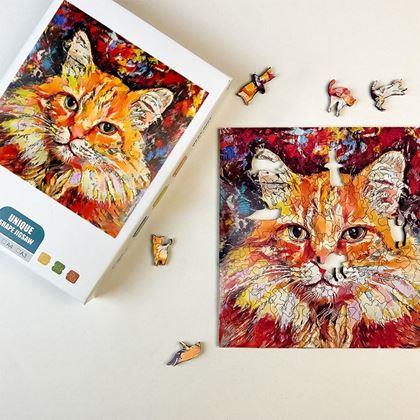 Imaginea din Puzzle din lemn cu pisici  - pisică roșcată