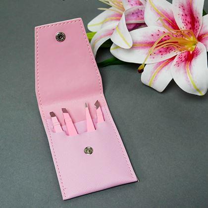 Imaginea din Set de pensete 4 bucăți în etui - roz