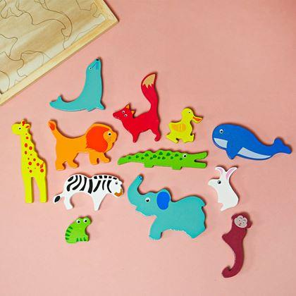 Imaginea din Puzzle din lemn - animale