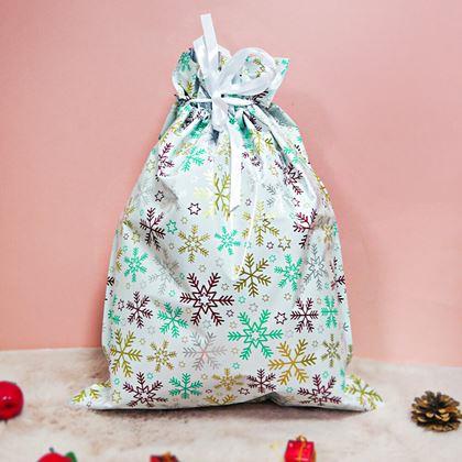 Imaginea din Geanta de ambalare cadou de Craciun cu sfoara - 51x39 cm - fulgi de zăpadă