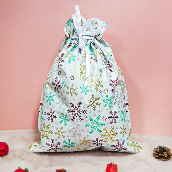 Imaginea din Geanta de ambalare cadou de Craciun cu sfoara - 51x39 cm - fulgi de zăpadă