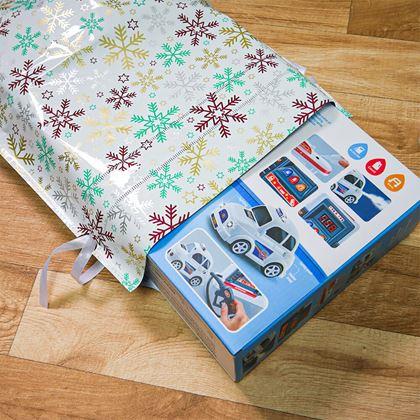 Imaginea din Geanta de ambalare cadou de Craciun cu sfoara - 51x39 cm - fulgi de zăpadă