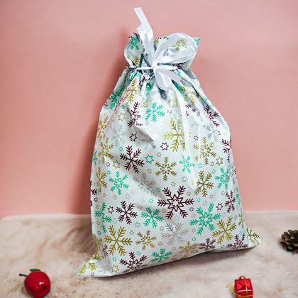 Imaginea din Geanta de ambalare cadou de Craciun cu sfoara - 51x39 cm - fulgi de zăpadă