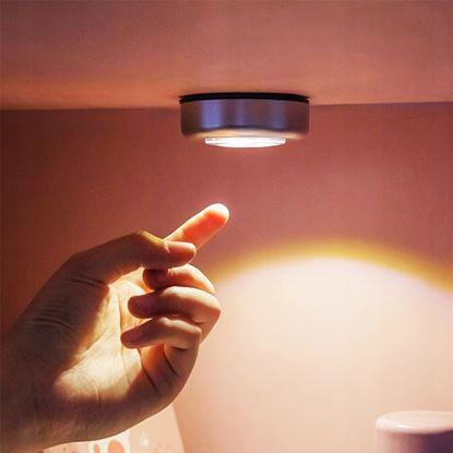 Imaginea Lampă autoadezivă cu 3 LED-uri argintie