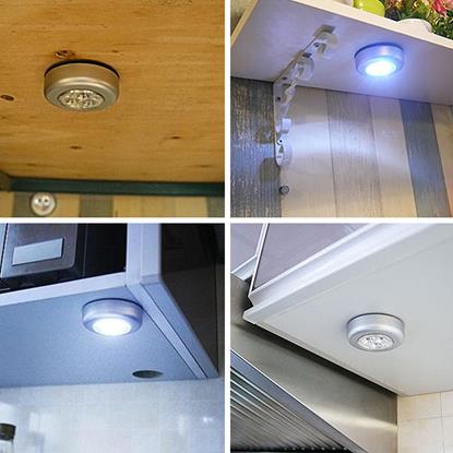 Imaginea Lampă autoadezivă cu 3 LED-uri argintie