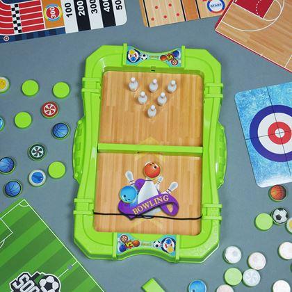 Imaginea din Set de jocuri sportive de masă 6-în-1 – fotbal, baschet, curling, curse, popice, bowling