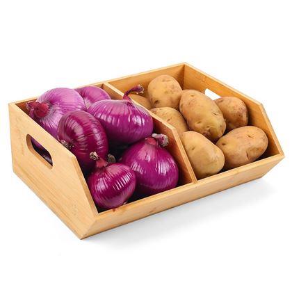 Imaginea din Organizator din bambus suprapus cu 2 compartimente