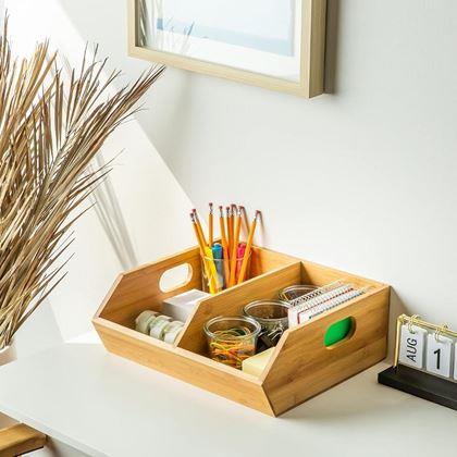 Imaginea din Organizator din bambus suprapus cu 2 compartimente