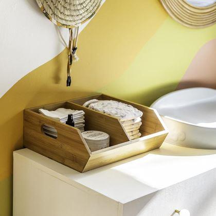 Imaginea din Organizator din bambus suprapus cu 2 compartimente