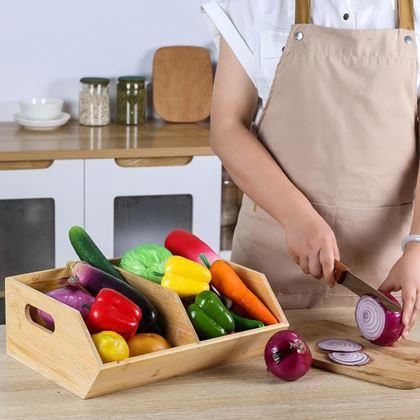 Imaginea din Organizator din bambus suprapus cu 2 compartimente