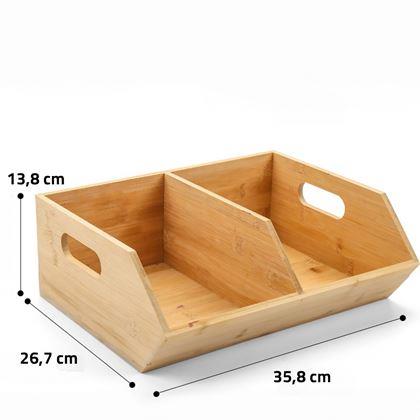Imaginea din Organizator din bambus suprapus cu 2 compartimente