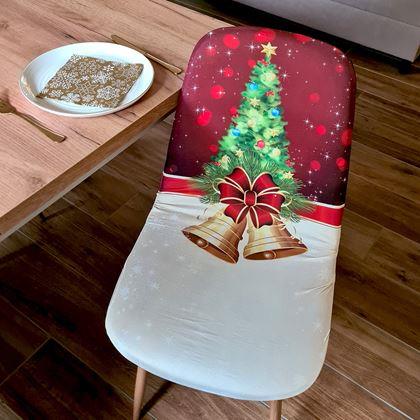 Imaginea din Huse pentru scaune cu motive de Crăciun  - brăduț cu clopoței