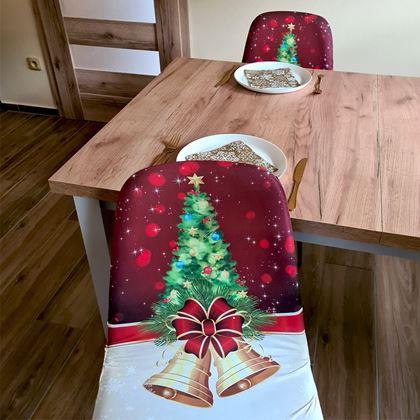 Imaginea din Huse pentru scaune cu motive de Crăciun  - brăduț cu clopoței