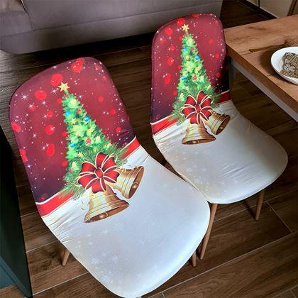 Imaginea din Huse pentru scaune cu motive de Crăciun  - brăduț cu clopoței