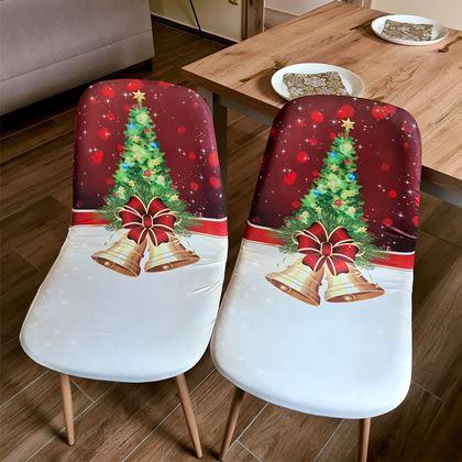 Imaginea din Huse pentru scaune cu motive de Crăciun  - brăduț cu clopoței